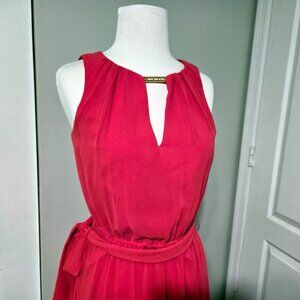 Vince Camuto Orange Red Maxi Dress with Gold Hardware on Neckline Size 2